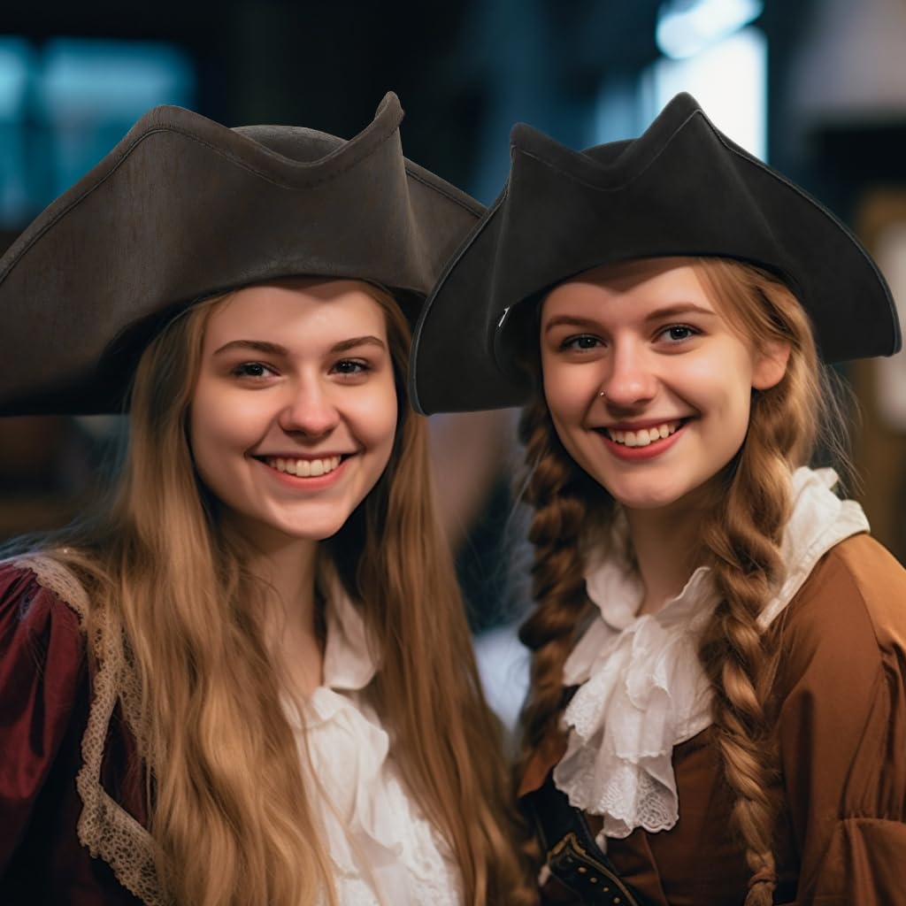 HOMELEX brown pirate hat close-up, sturdy material for immersive role-play.