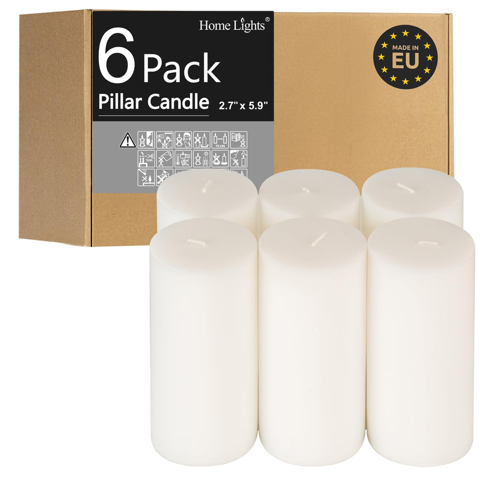 HomeLights pillar candle 2.7x6 inch pack for elegant table decor and long burn
