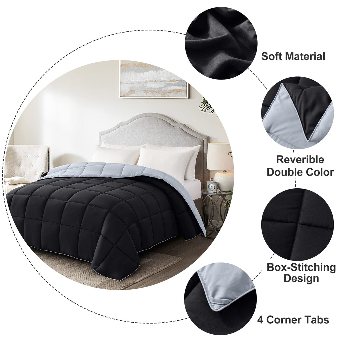 Homelike Moment comforter with visible corner tabs for duvet attachment and secure fit.
