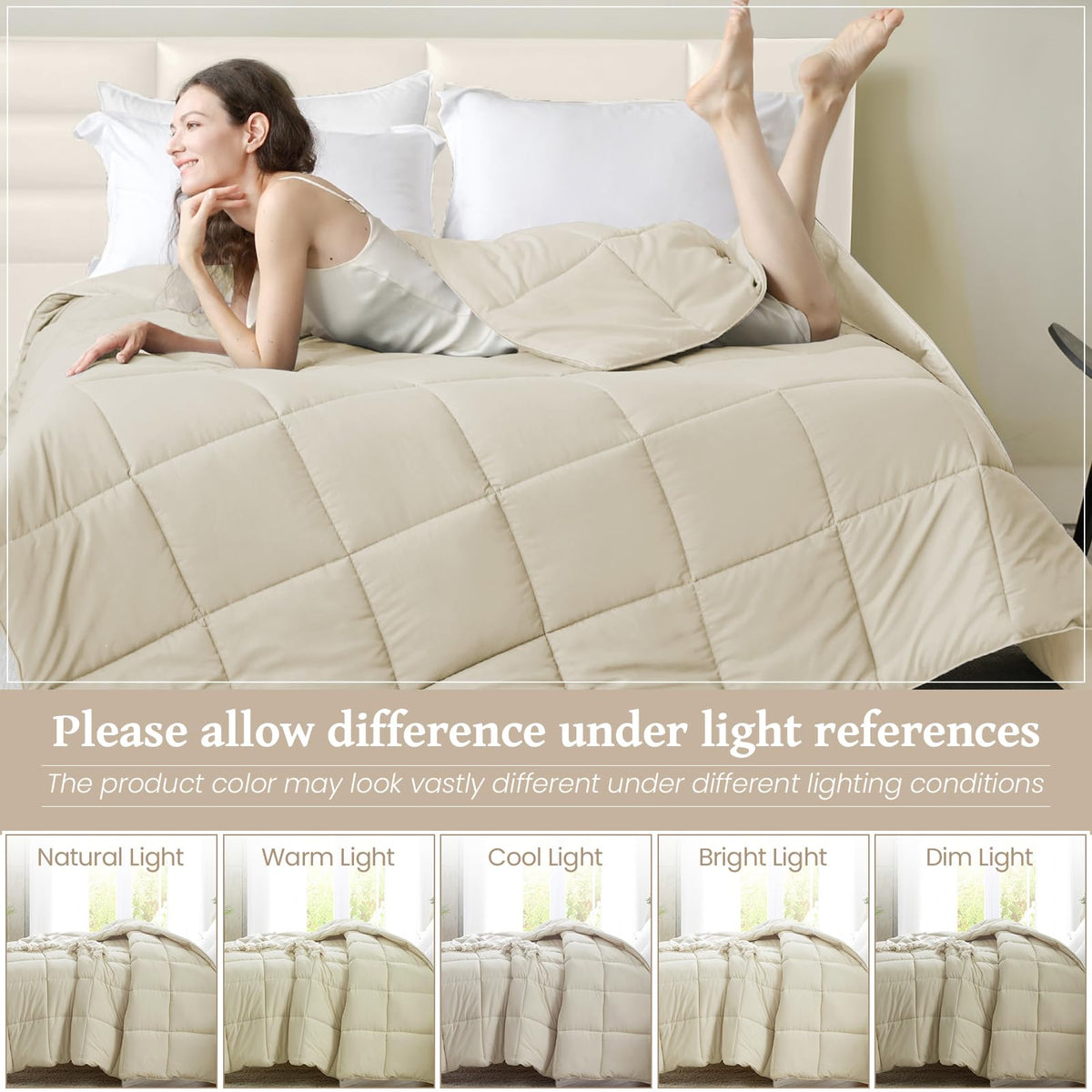 Homelike Moment duvet insert in beige, breathable all-season layering.