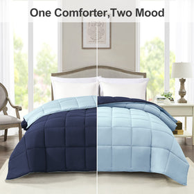 Homelike Moment comforter queen light blue side adds refreshing, breathable comfort.