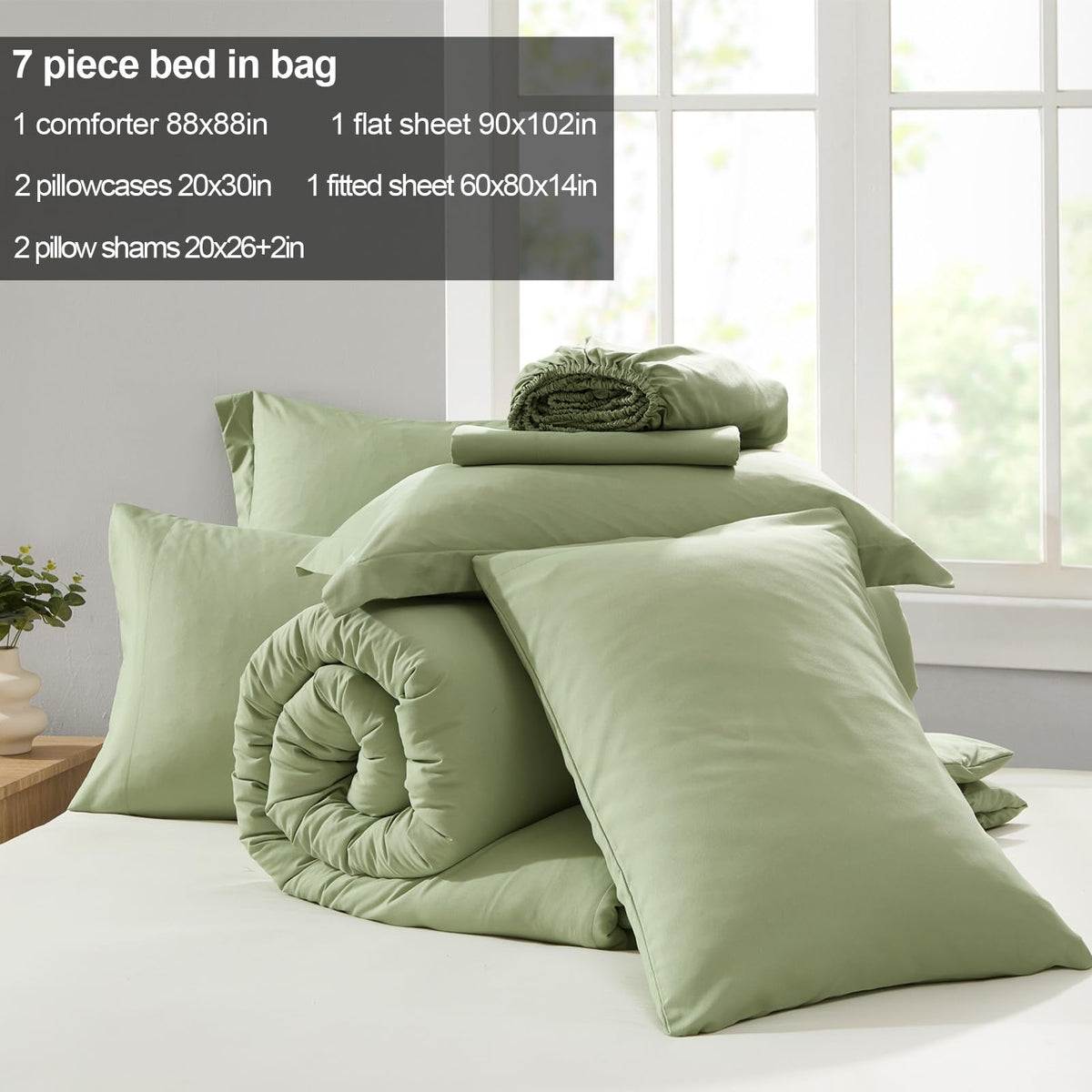 Homelike Moment sage green pillow shams complete the coordinated look.
