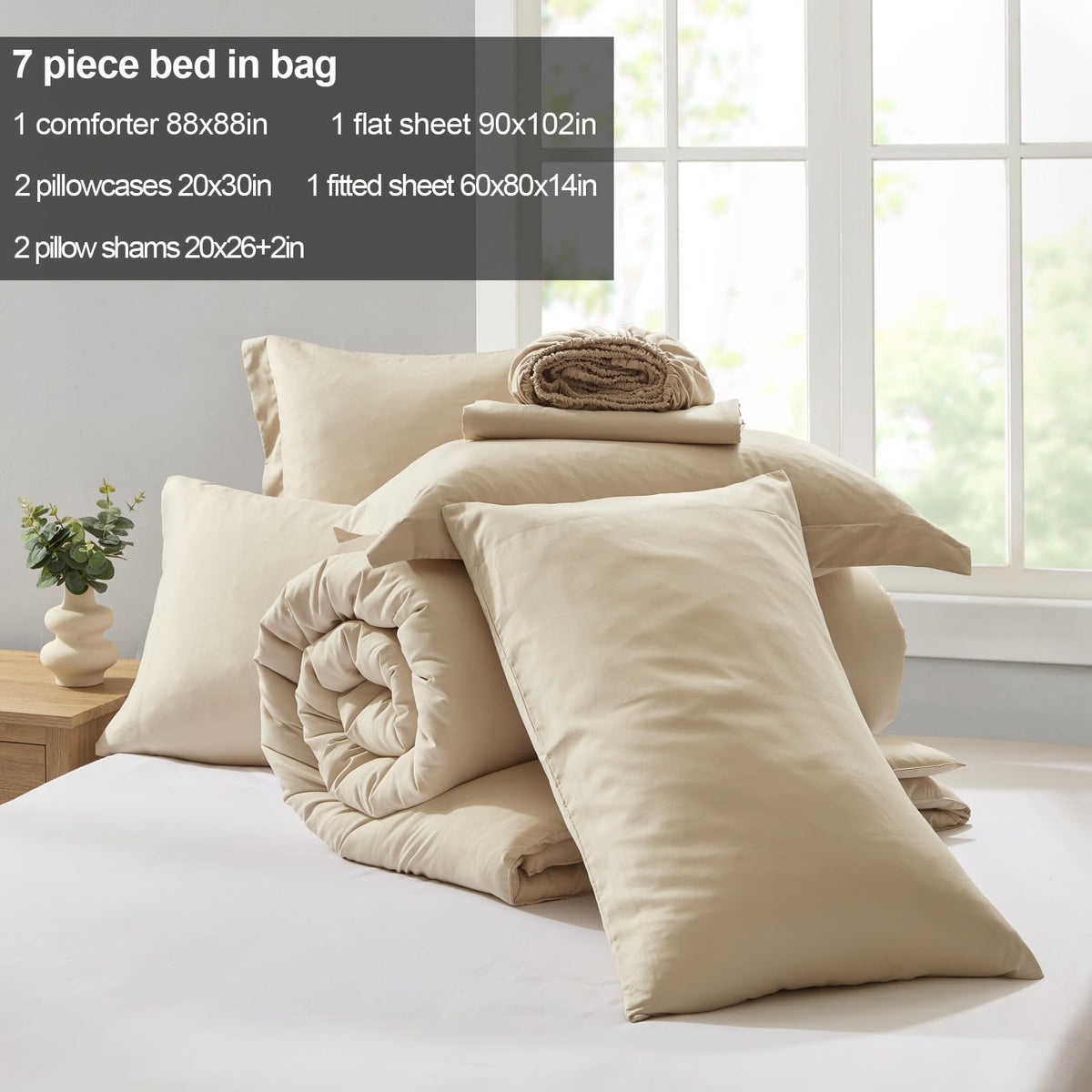 Homelike Moment pillow shams provide durable stitching and coordinated beige tone