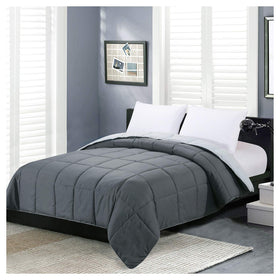 Homelike Moment twin comforter shows reversible dark and light gray sides for two moods