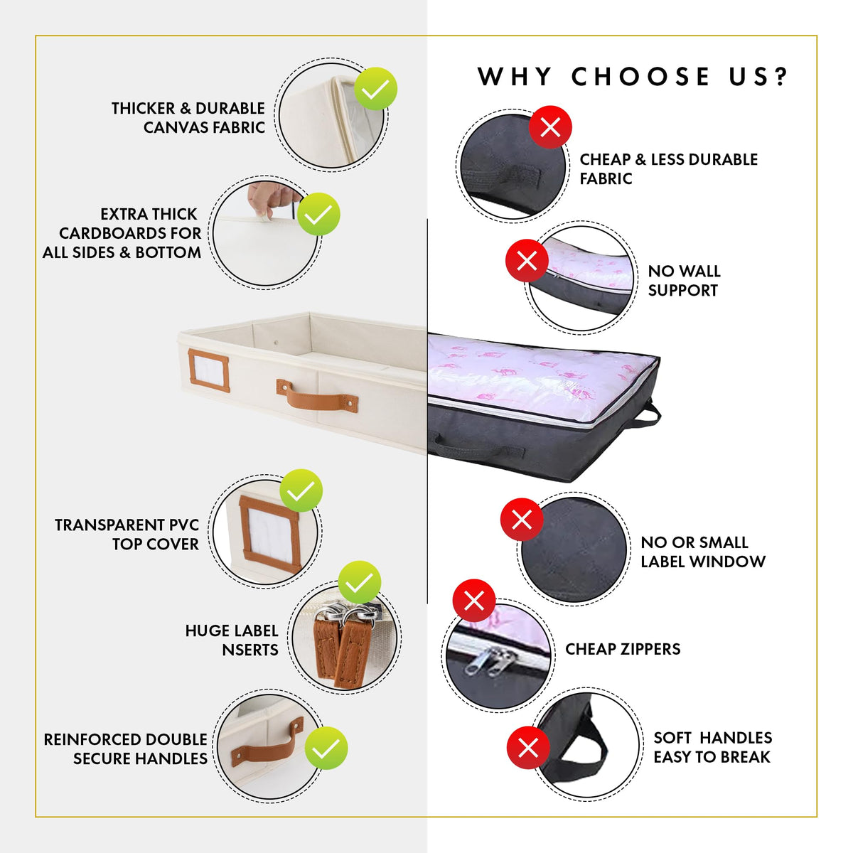 HOMELUX THEORY canvas storage box keeps fabrics neatly tucked under the bed.