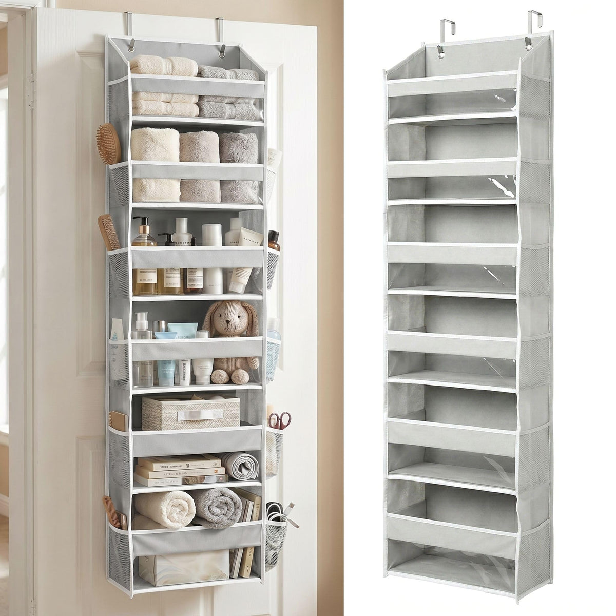 Homelux Theory over-the-door organizer front view with six pockets for easy storage