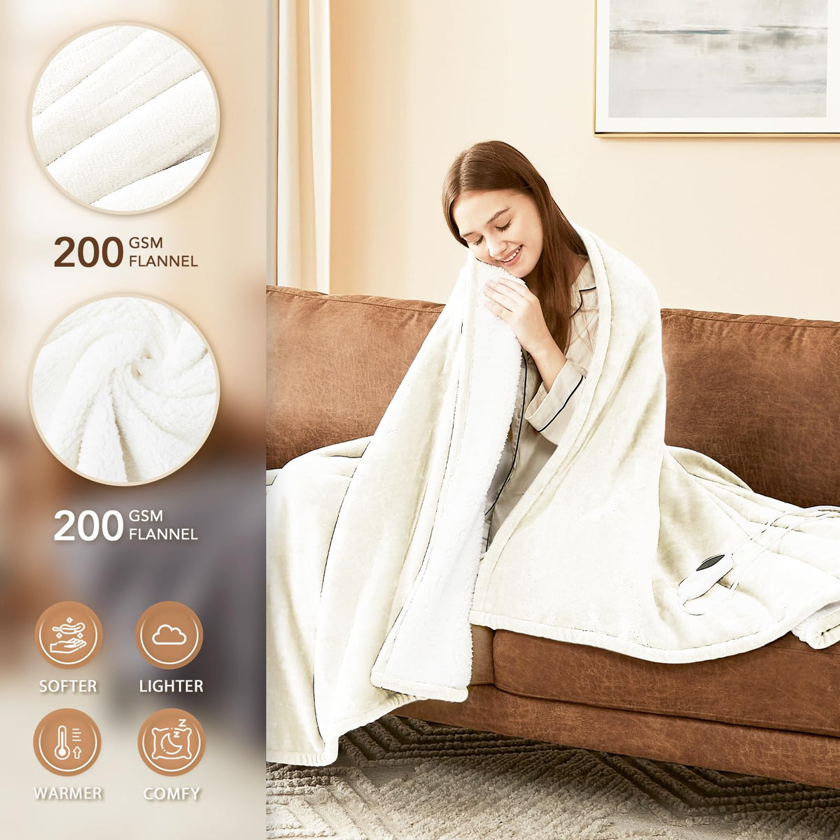 Homemate blanket control panel shows heat level options for personalized comfort