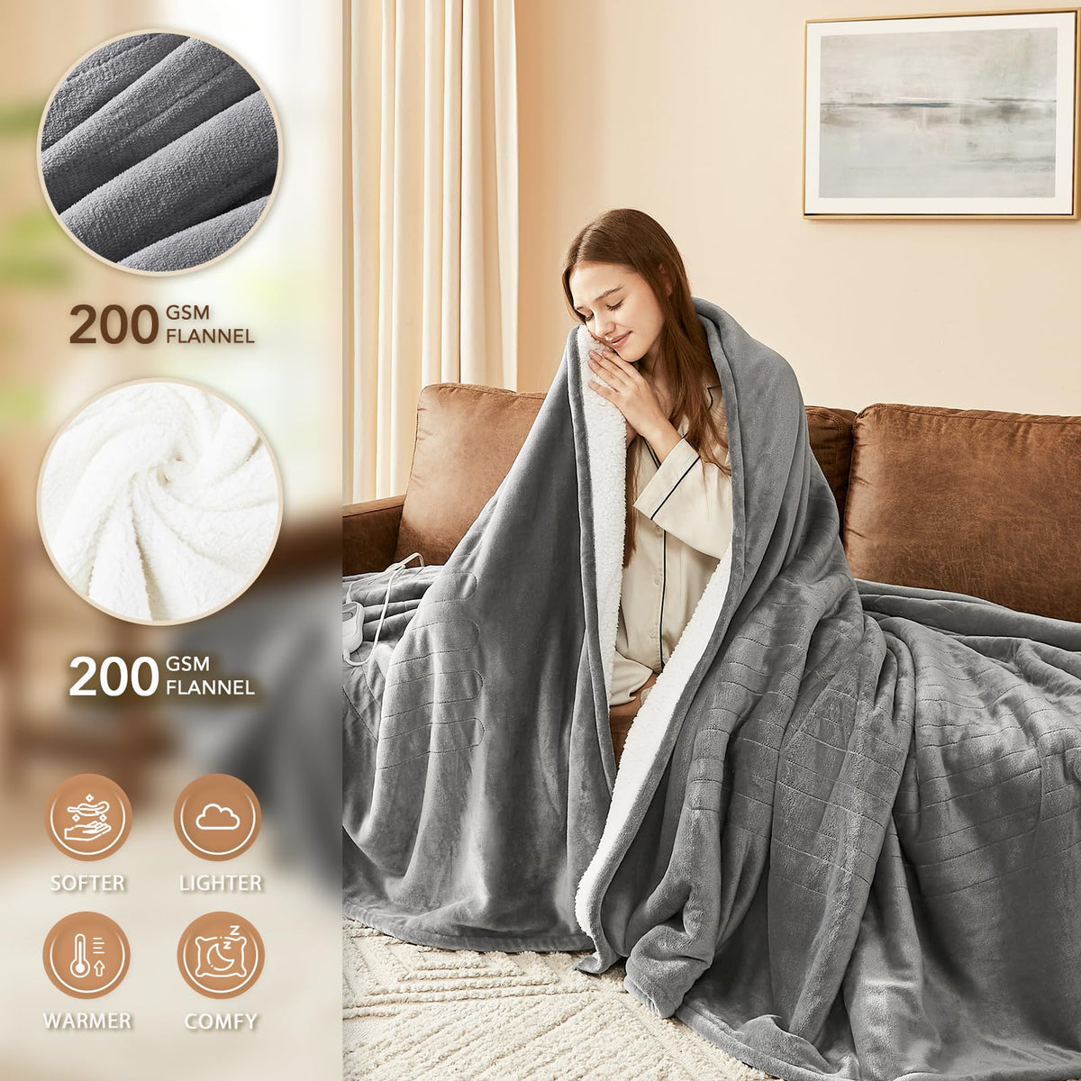 Homemate ultra-soft flannel fabric closeup emphasizing comfort
