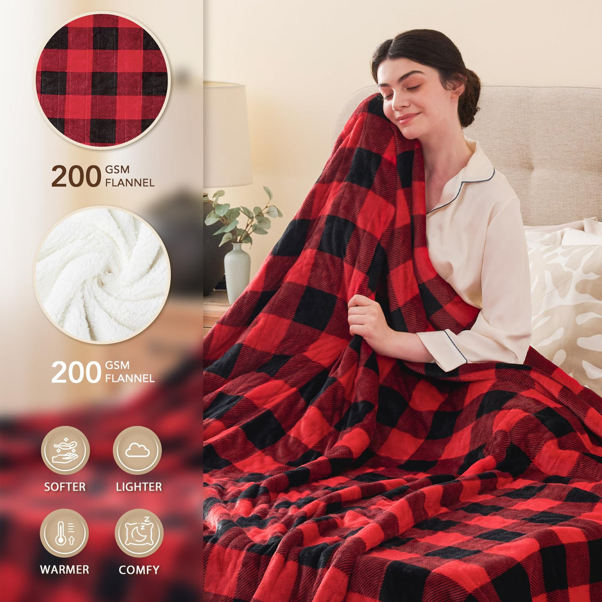 Homemate Electric Blanket Throw on a bed showing versatile home comfort.