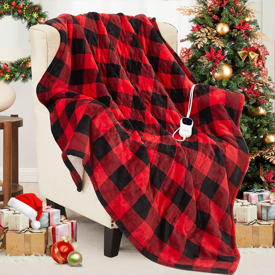 Homemate Electric Blanket Throw with soft flannel texture for cozy warmth.