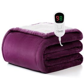 Homemate heated blanket electric throw on a sofa provides instant warmth.