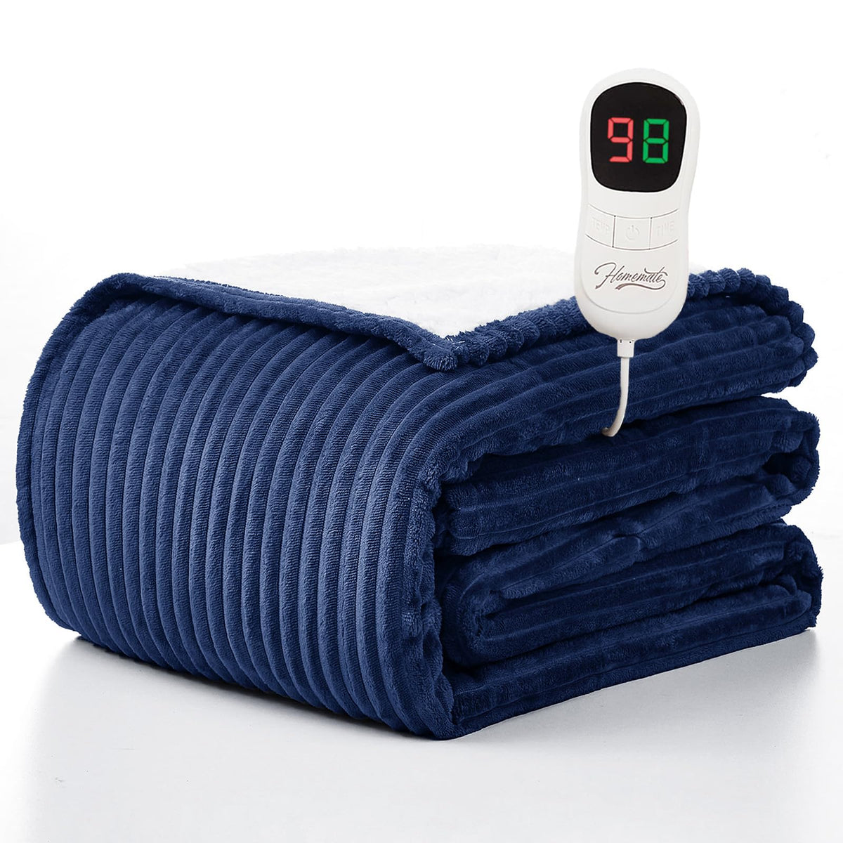 Homemate heated blanket with soft-flannel-sherpa for cozy warmth.