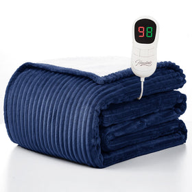 Homemate heated blanket with soft-flannel-sherpa for cozy warmth.