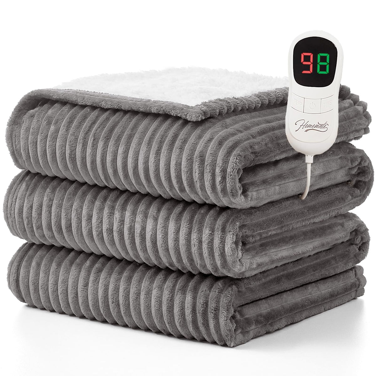 Homemate heated blanket throw on bed for warm morning comfort
