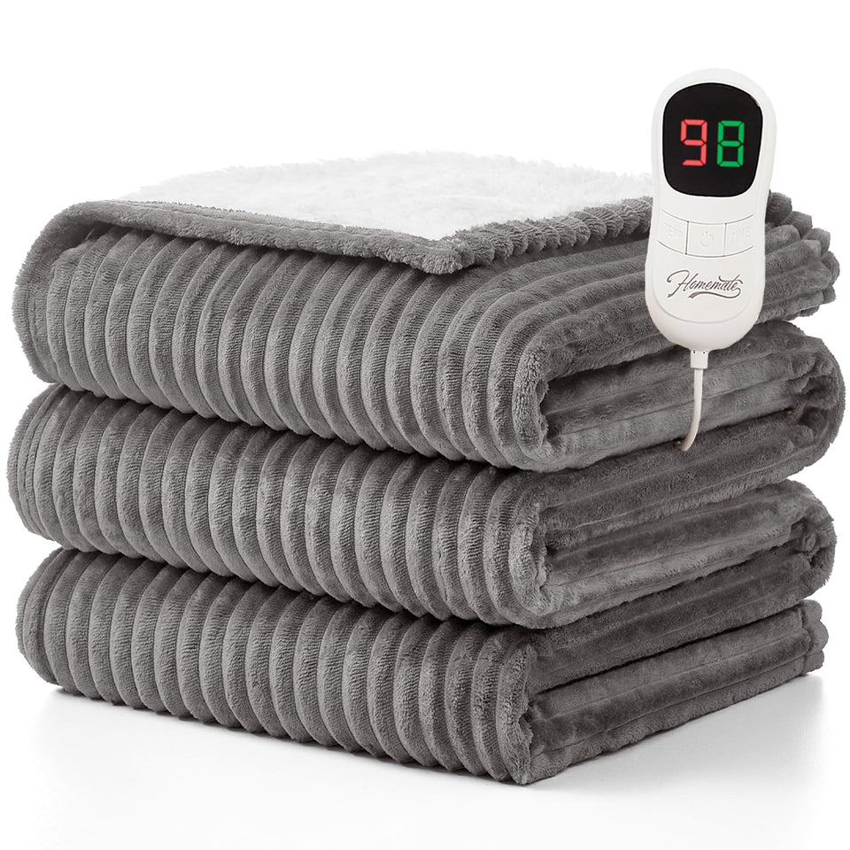Homemate heated blanket throw on bed for warm morning comfort