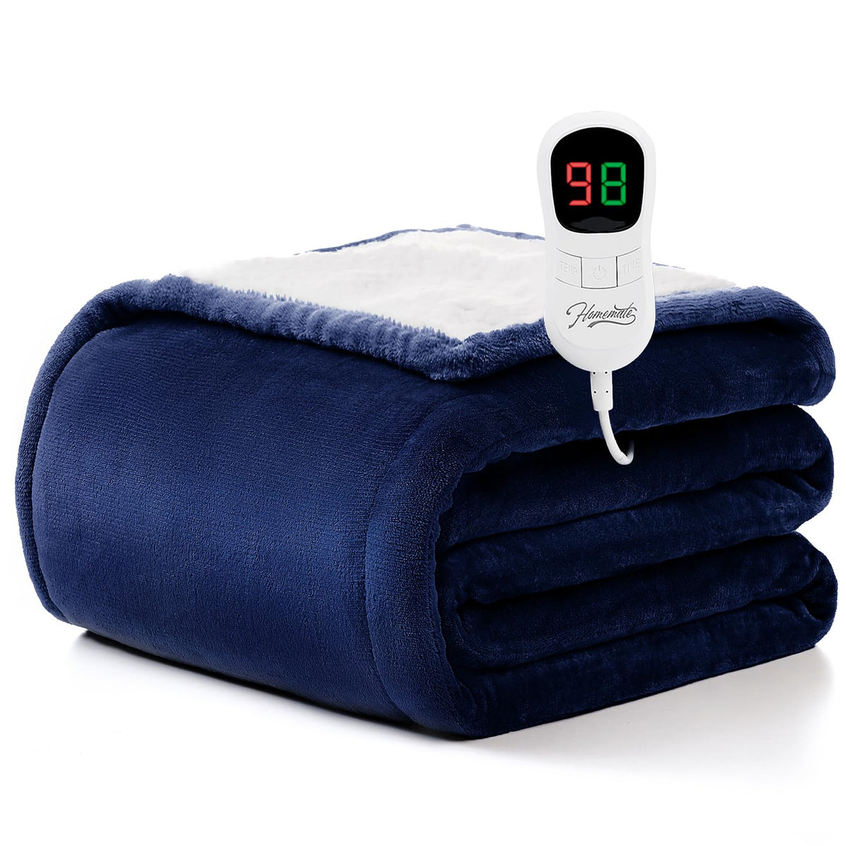 Homemate heated blanket throw with soft flannel-sherpa surface for cozy warmth.