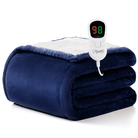 Homemate heated blanket throw with soft flannel-sherpa surface for cozy warmth.