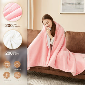 Close-up of Homemate soft flannel sherpa fabric for plush warmth and comfort.