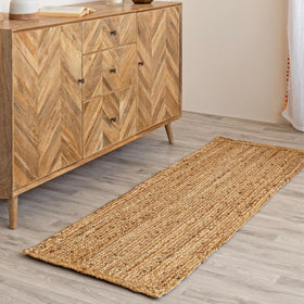 HOMEMONDE braided-texture jute runner for durable hallway decor.