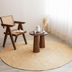 HOMEMONDE braided texture rug for living room enhances farmhouse style.