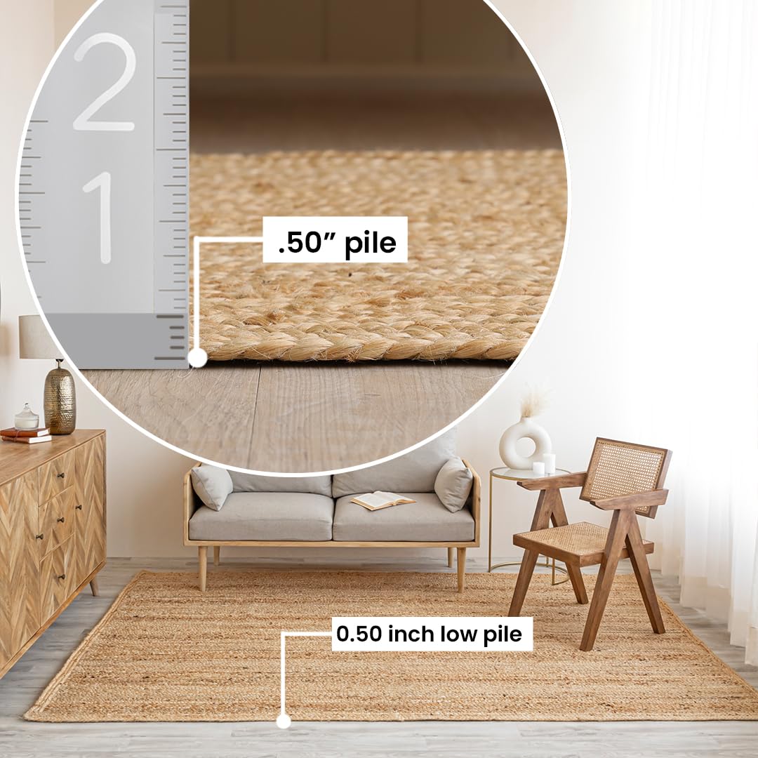 HOMEMONDE durable-jute-floor-rug adds longevity for busy spaces.
