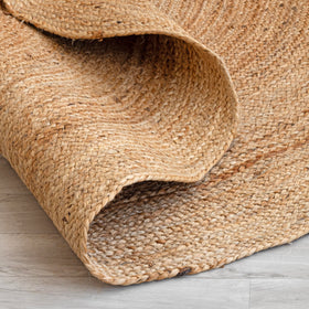 Homemonde handmade jute fiber rug offers eco-friendly, natural appeal in homes.