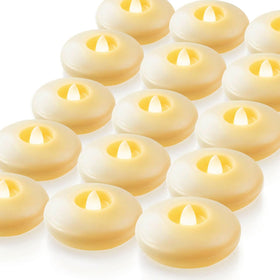 Homemory floating candles in water provide a wax-free glow.