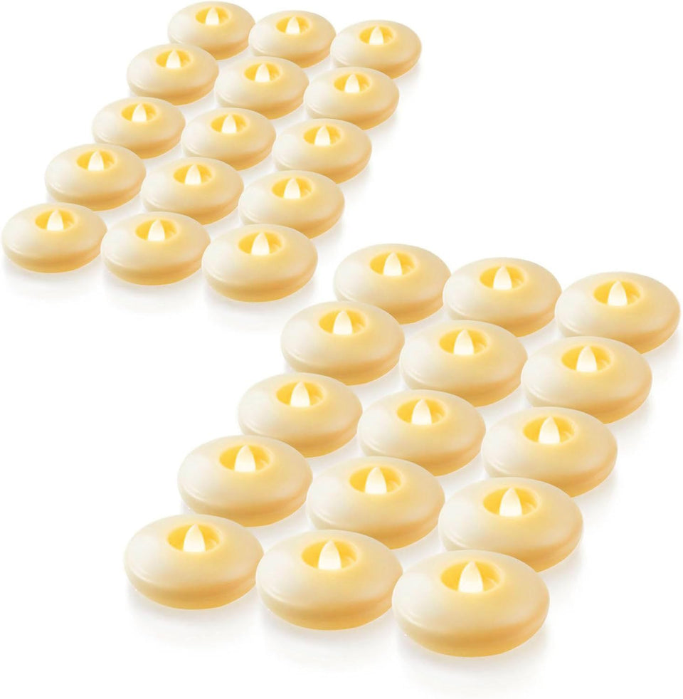 Homemory floating candle with ivory base enhances centerpieces with safe, flameless glow.
