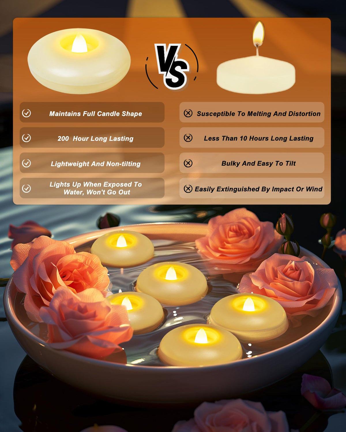 Homemory poolside candle decor offers long-lasting glow without wax mess.