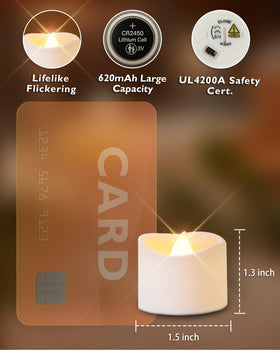 Homemory LED tea light close-up with warm flicker glow