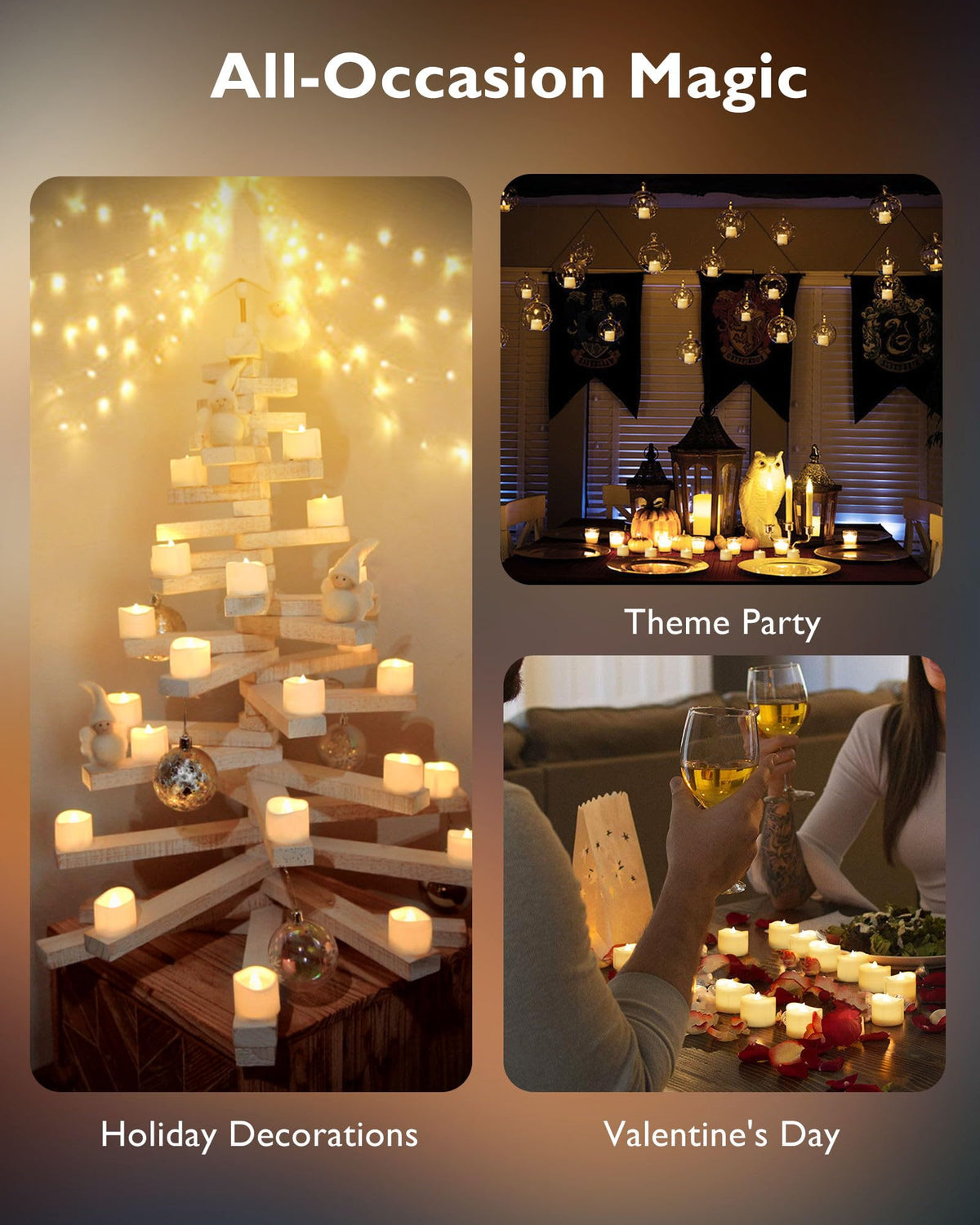 Homemory wedding centerpiece using tea lights for soft glow