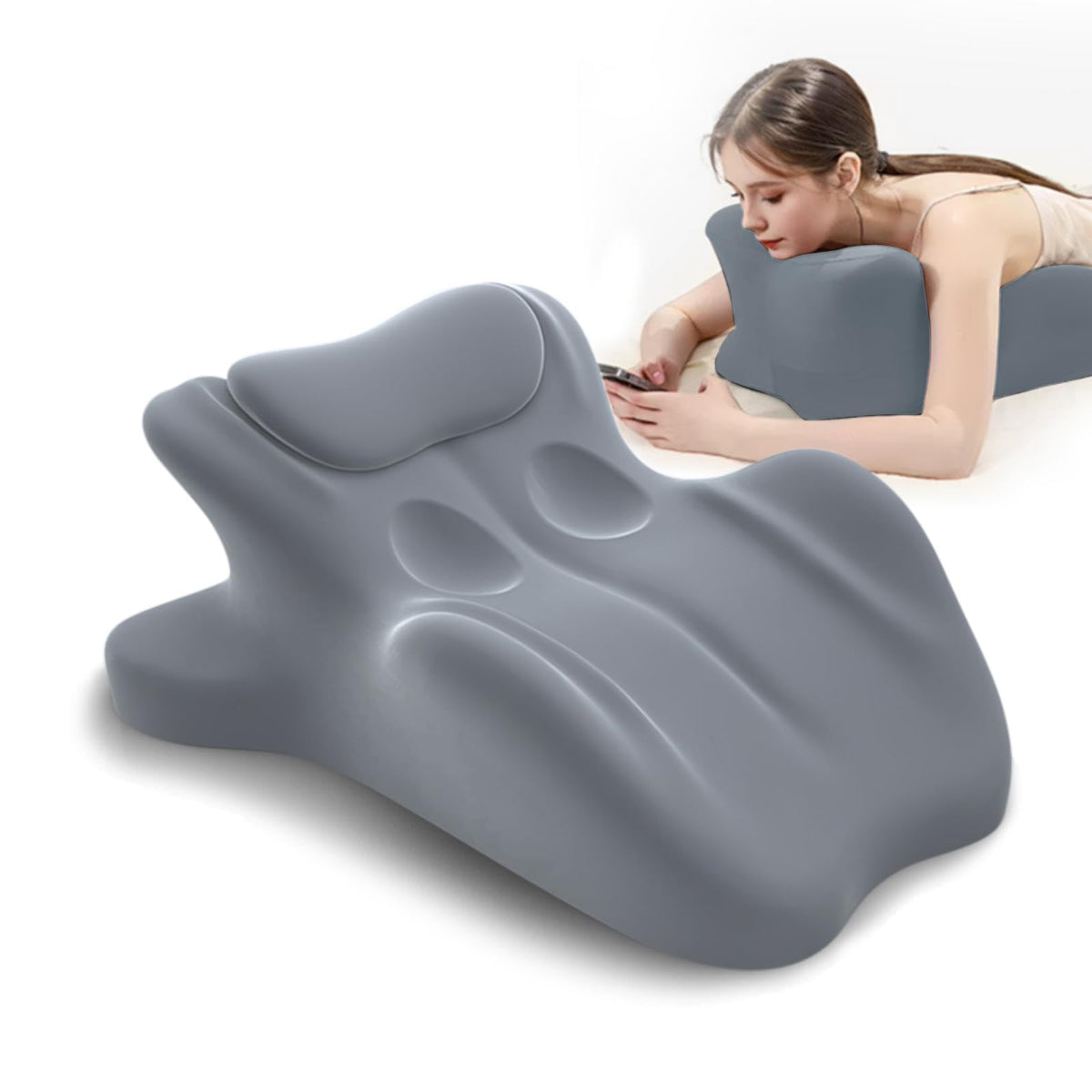Homepac ergonomic wedge pillow front view shows neck and back support for comfortable rest