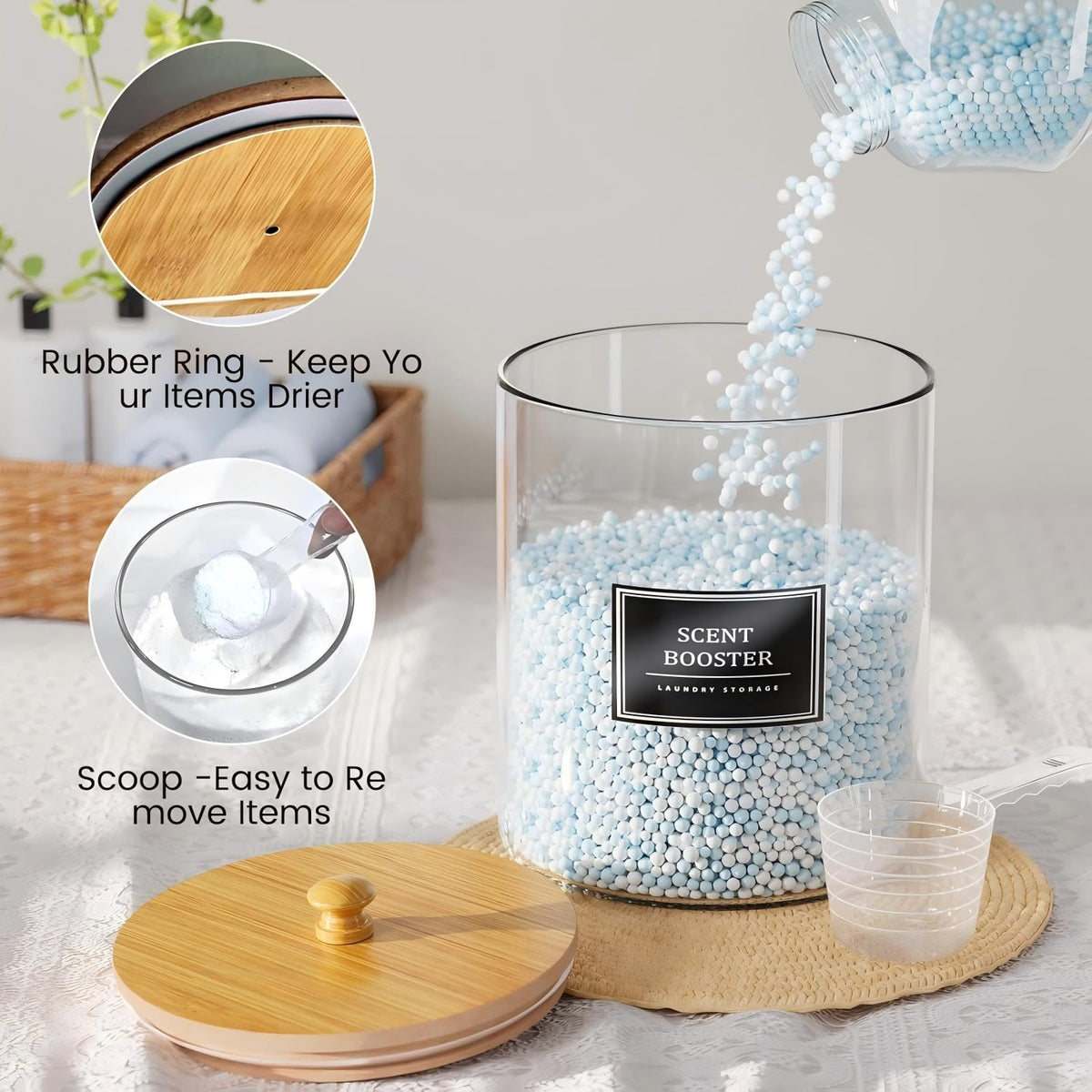 HomePekite acrylic dryer sheet container with clear lid, showcasing orderly organization.