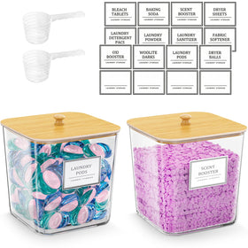 HomePekite laundry container with wooden lid for organized storage.