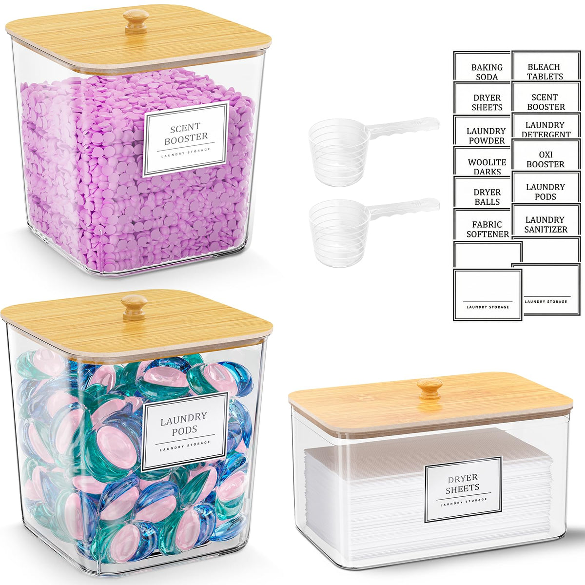 HomePekite laundry pods container with clear lid for easy visibility and refilling