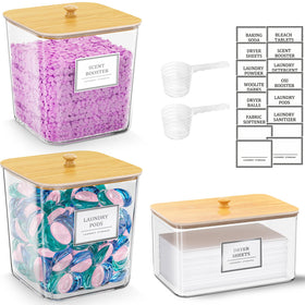 HomePekite laundry pods container with clear lid for easy visibility and refilling