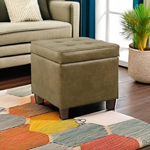 HomePop pair of tufted storage ottomans for balanced storage and seating