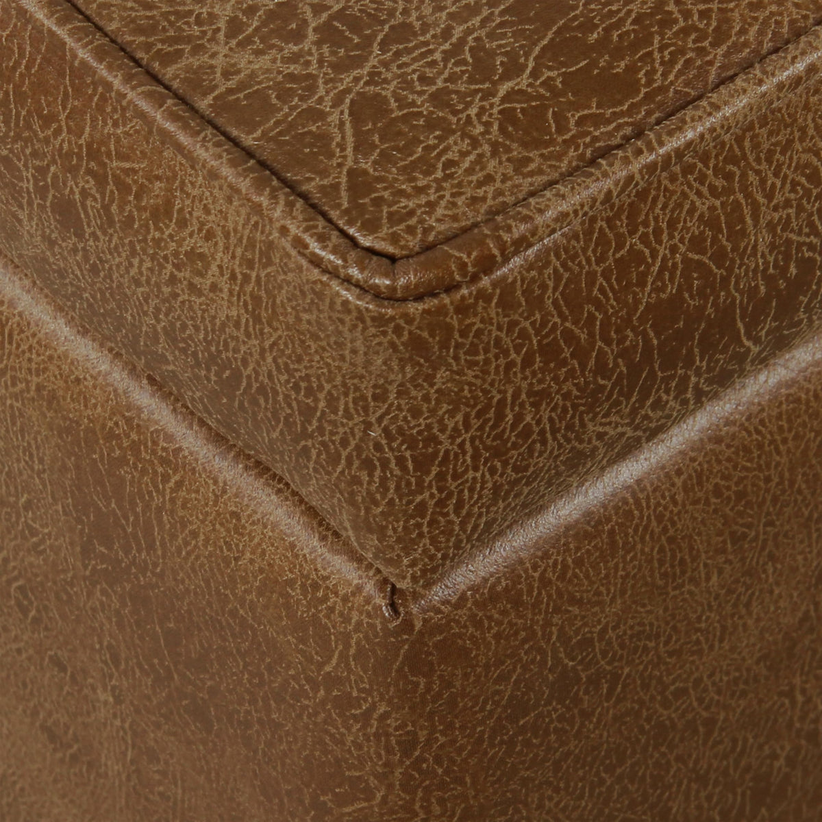 HomePop ottoman side view showing slim profile for small spaces