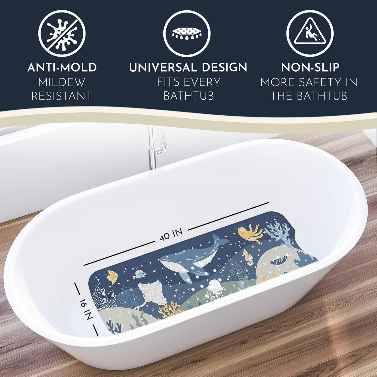 Homerella anti-mold mat with drainage holes for quick drying.