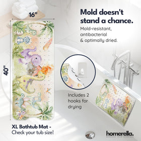 Homerella bath mat with hooks included for quick air-drying after baths.