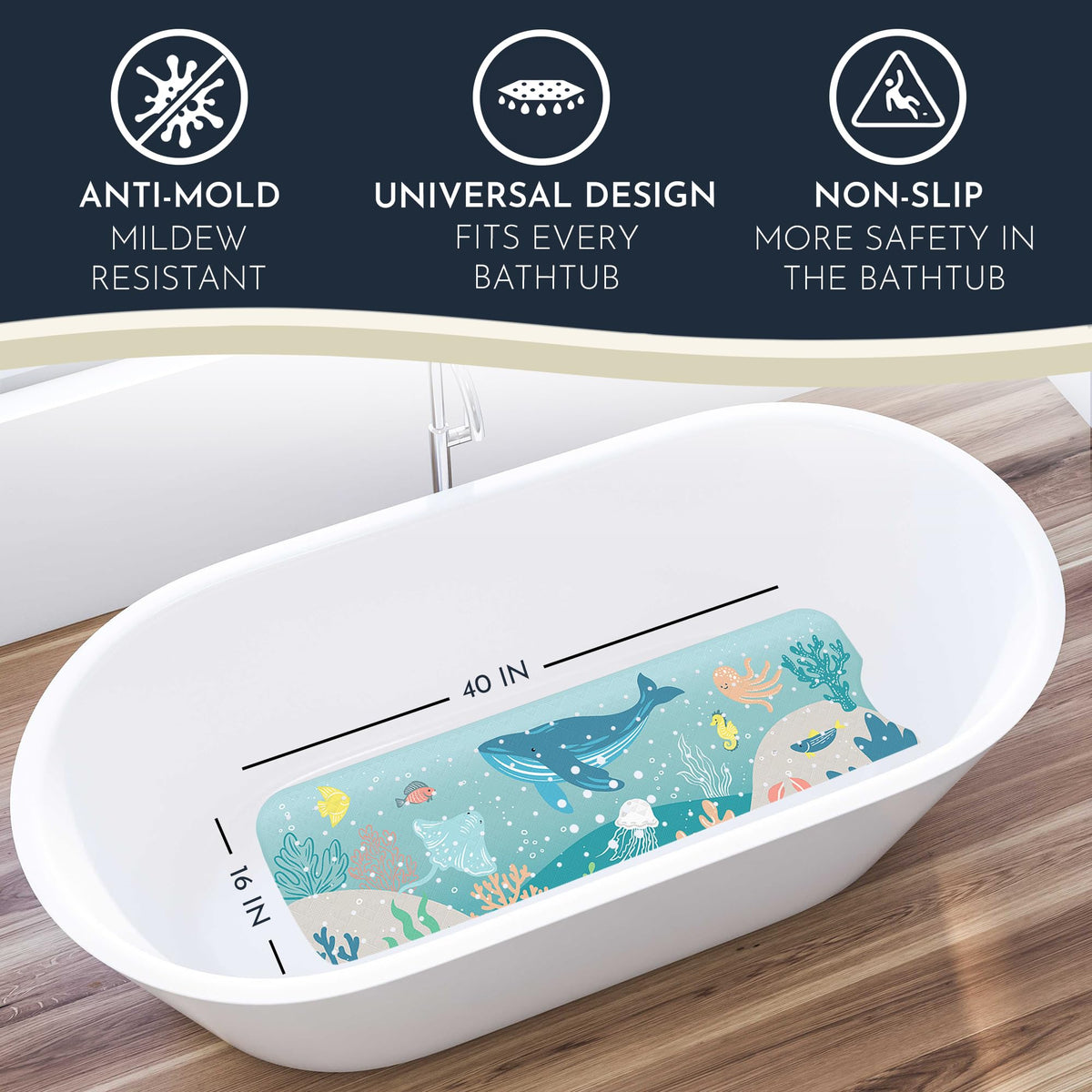 Homerella bath mat with textured top for safe, comfortable footing.