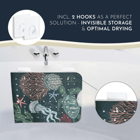 Homerella bath mat with two hooks supports fast air drying.