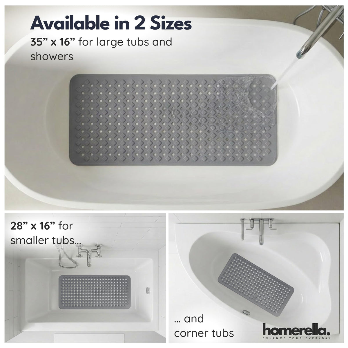 Homerella bath mat includes hooks for drying and storage