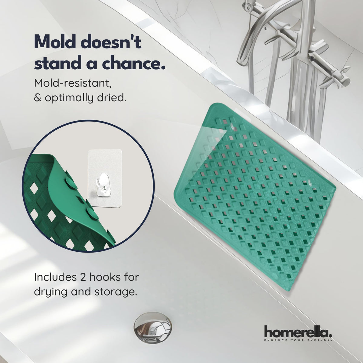 Homerella mold-resistant bath mat keeps the shower clean