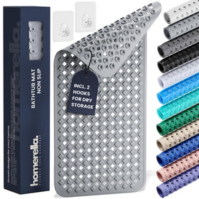 Homerella bathmat non-slip 35x16 with drying hooks enhances drying and storage