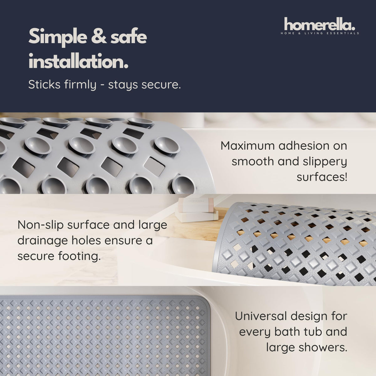 Homerella machine-washable bath mat for easy cold-cycle cleaning