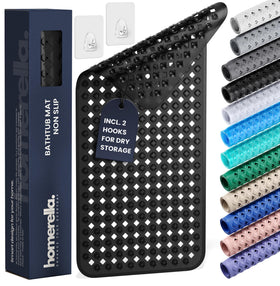 Homerella Bath Mat with suction cups ensures secure grip on wet surfaces.