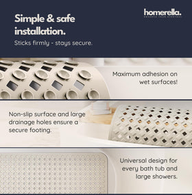 Homerella bathtub mat is machine washable for easy cleaning.