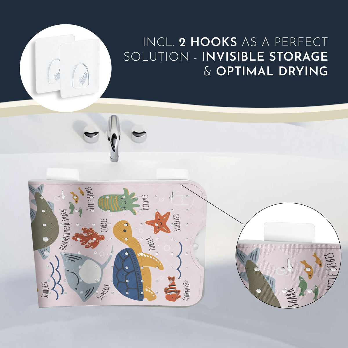 Homerella BPA-free non-toxic bath mat for worry-free tub time