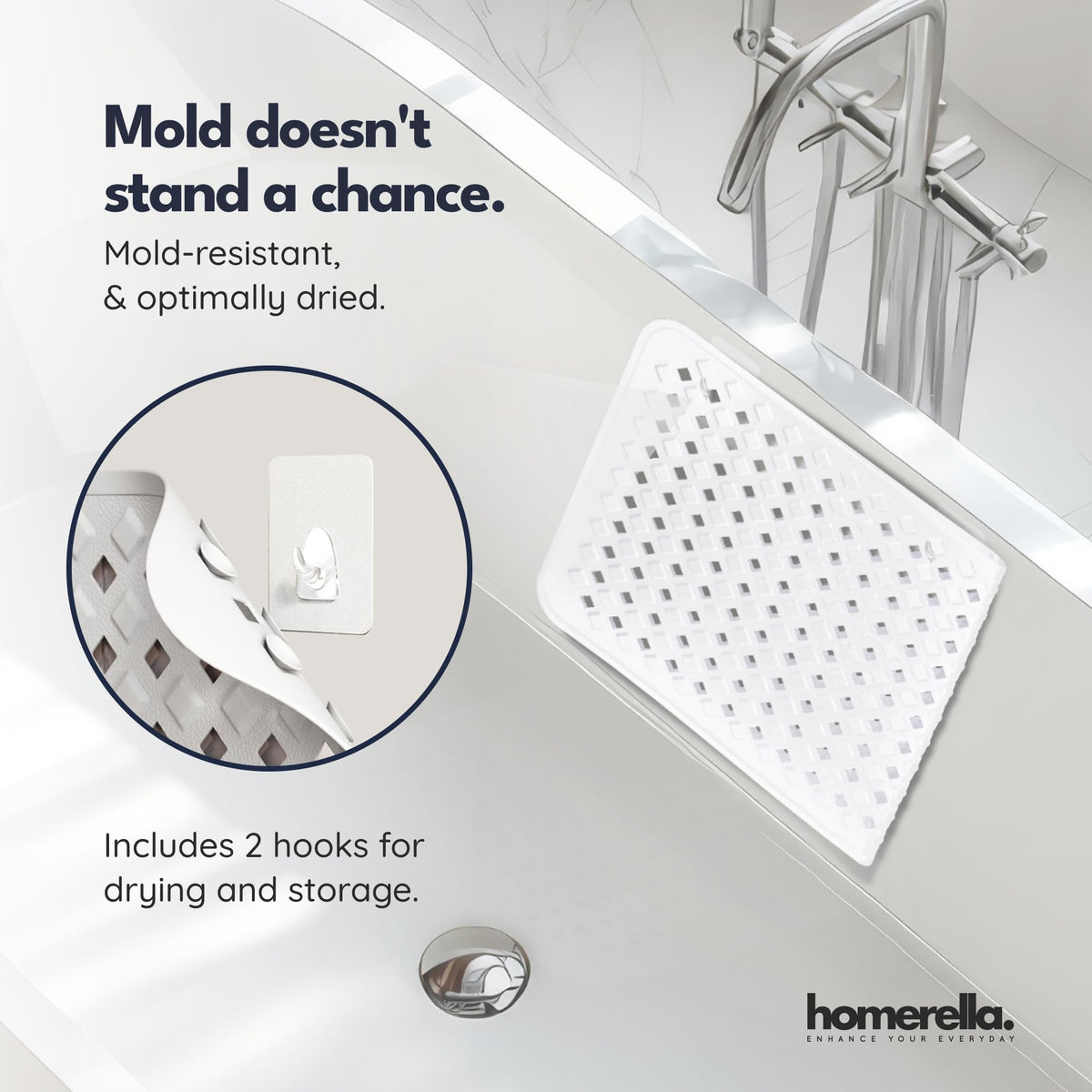 Homerella BPA-free shower mat promotes safe bathroom use for all.